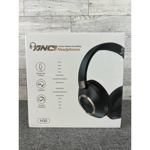New EAORUL ACTIVE NOISE Cancelling H30 Headphones Black With Bag & Cables NIB - Picture 1 of 7